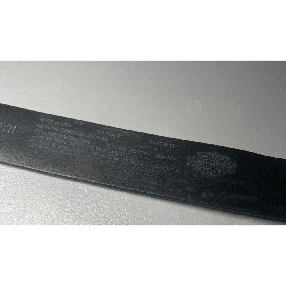 Vintage Harley Davidson Black Leather Belt Mens Size 42 Shield Logo‎